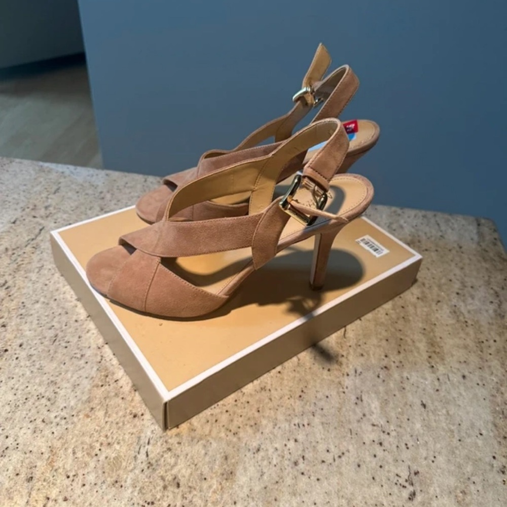 Michael Kors Beige Suede Slingback Heels